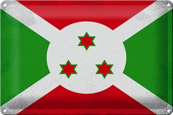 Signe en étain drapeau du Burundi 30x20cm drapeau du Burundi Vintage 1