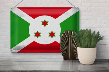 Signe en étain drapeau du Burundi 30x20cm drapeau du Burundi Vintage 3