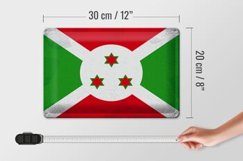 Signe en étain drapeau du Burundi 30x20cm drapeau du Burundi Vintage 4