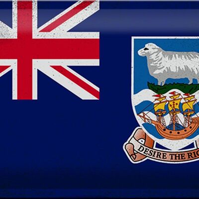 Cartel de chapa con bandera de las Islas Malvinas, bandera Vintage de 30x20cm