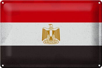 Signe en étain drapeau égyptien 30x20cm, drapeau égyptien Vintage 1