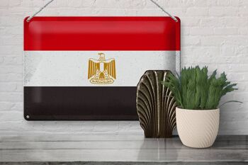 Signe en étain drapeau égyptien 30x20cm, drapeau égyptien Vintage 3