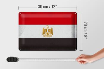Signe en étain drapeau égyptien 30x20cm, drapeau égyptien Vintage 4