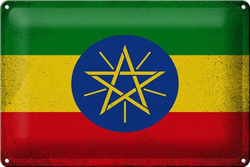 Blechschild Flagge Äthiopien 30x20cm Flag Ethiopia Vintage