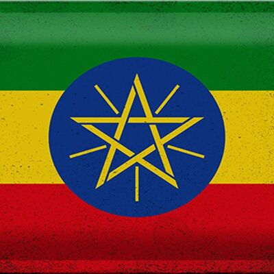 Cartel de hojalata Bandera de Etiopía, 30x20cm, Bandera de Etiopía Vintage