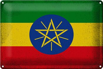 Signe en étain drapeau éthiopien 30x20cm drapeau éthiopien Vintage 1