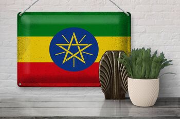 Signe en étain drapeau éthiopien 30x20cm drapeau éthiopien Vintage 3