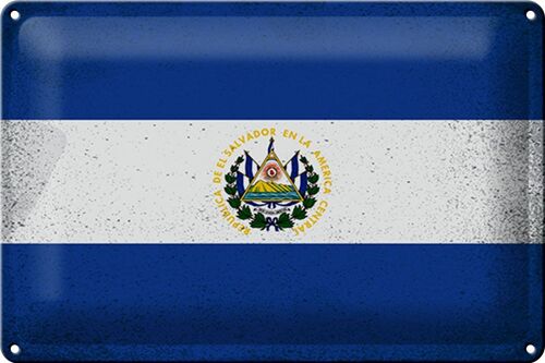Blechschild Flagge El Salvador 30x20cm El Salvador Vintage
