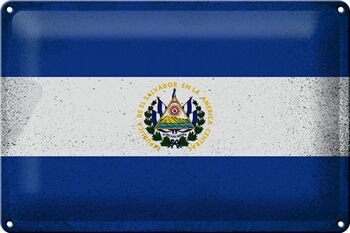 Signe en étain drapeau El Salvador 30x20cm El Salvador Vintage 1
