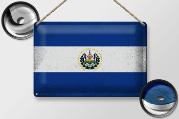 Signe en étain drapeau El Salvador 30x20cm El Salvador Vintage 2