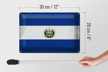 Signe en étain drapeau El Salvador 30x20cm El Salvador Vintage 4