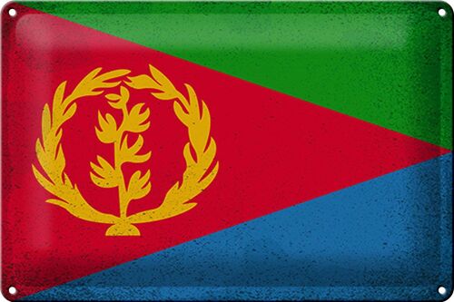 Blechschild Flagge Eritrea 30x20cm Flag of Eritrea Vintage