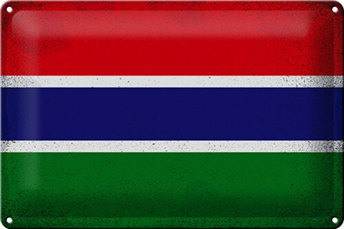 Blechschild Flagge Gambia 30x20cm Flag of Gambia Vintage