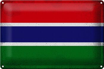 Signe en étain drapeau Gambie 30x20cm drapeau de Gambie Vintage 1