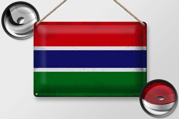 Signe en étain drapeau Gambie 30x20cm drapeau de Gambie Vintage 2