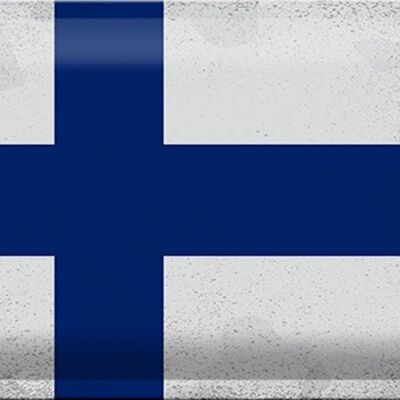 Targa in metallo Bandiera Finlandia 30x20 cm Bandiera della Finlandia Vintage