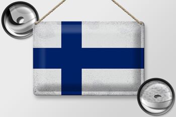 Signe en étain drapeau finlande 30x20cm drapeau de finlande Vintage 2