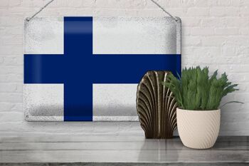 Signe en étain drapeau finlande 30x20cm drapeau de finlande Vintage 3