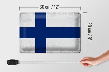 Signe en étain drapeau finlande 30x20cm drapeau de finlande Vintage 4
