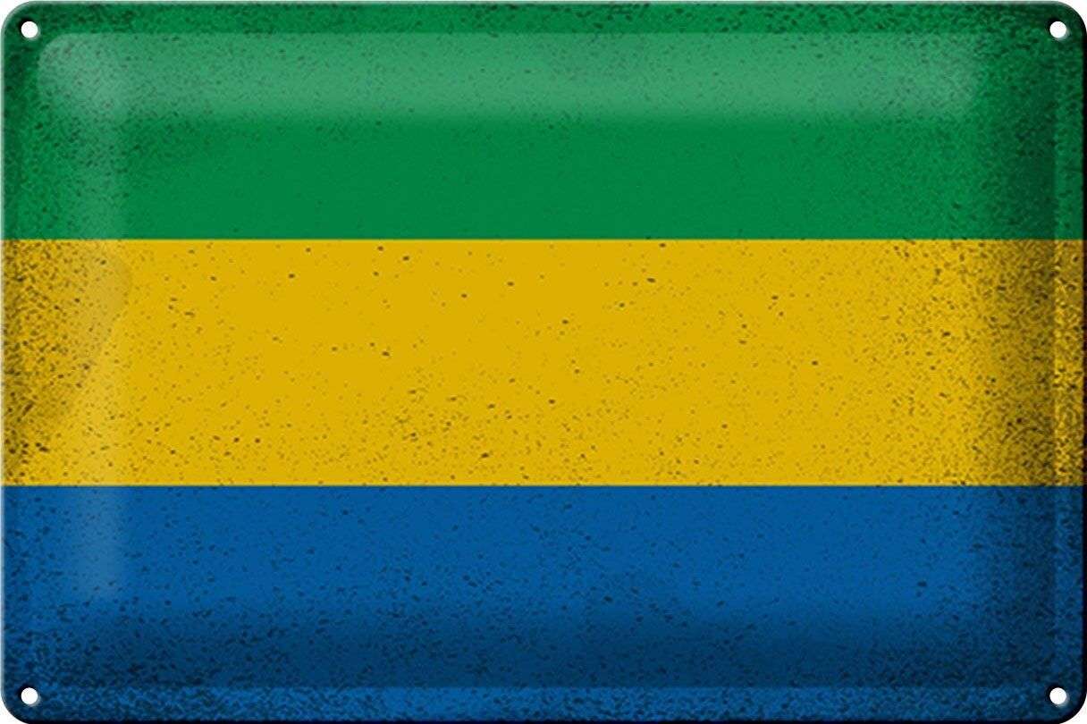 Targa in metallo Bandiera Gabon 30x20 cm Bandiera del Gabon Vintage