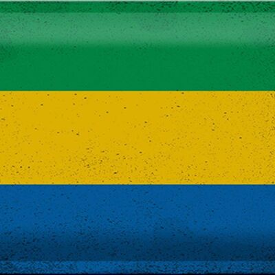 Blechschild Flagge Gabun 30x20cm Flag of Gabon Vintage