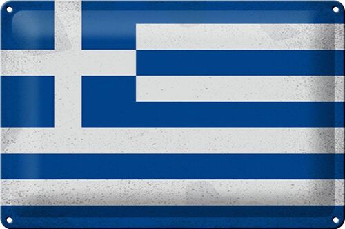 Blechschild Flagge Griechenland 30x20cm Flag Greece Vintage