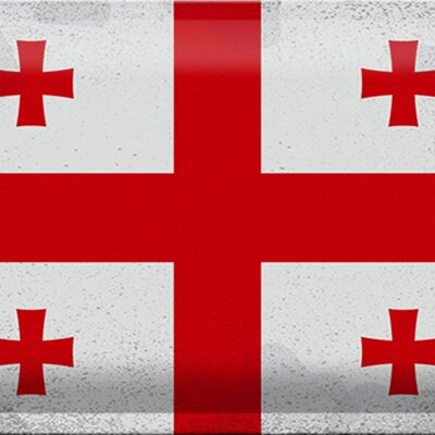 Signe en étain drapeau de la Géorgie 30x20cm drapeau de la Géorgie Vintage
