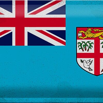 Cartel de chapa Bandera de Fiji 30x20cm Bandera de Fiji Vintage