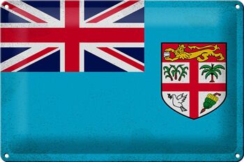 Drapeau des Fidji en étain, 30x20cm, Vintage, drapeau des Fidji 1