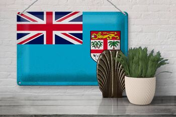 Drapeau des Fidji en étain, 30x20cm, Vintage, drapeau des Fidji 3