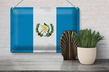 Signe en étain drapeau Guatemala 30x20cm drapeau Guatemala Vintage 3