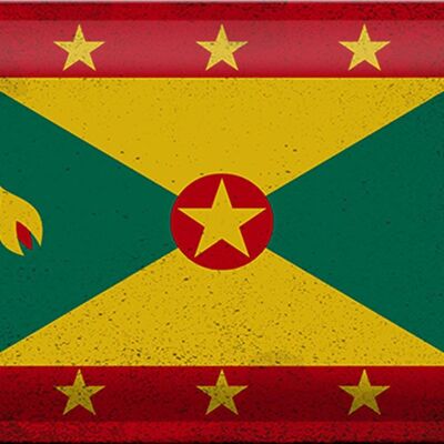 Blechschild Flagge Grenada 30x20cm Flag of Grenada Vintage