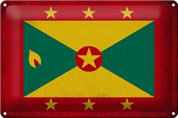 Signe en étain drapeau de la Grenade 30x20cm drapeau de la Grenade Vintage 1