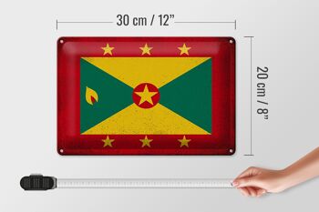 Signe en étain drapeau de la Grenade 30x20cm drapeau de la Grenade Vintage 4
