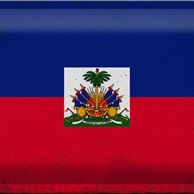 Targa in metallo Bandiera Haiti 30x20 cm Bandiera di Haiti vintage