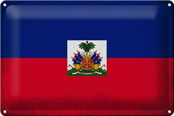 Signe en étain drapeau haïti 30x20cm drapeau d'haïti Vintage 1
