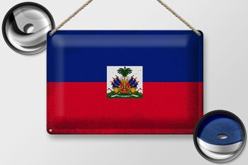 Signe en étain drapeau haïti 30x20cm drapeau d'haïti Vintage 2