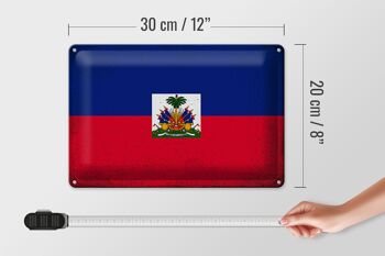 Signe en étain drapeau haïti 30x20cm drapeau d'haïti Vintage 4