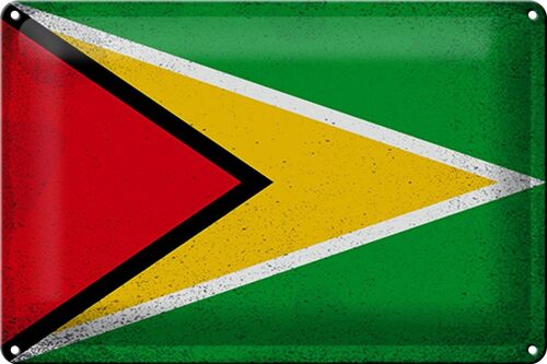 Blechschild Flagge Guyana 30x20cm Flag of Guyana Vintage