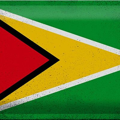 Blechschild Flagge Guyana 30x20cm Flag of Guyana Vintage