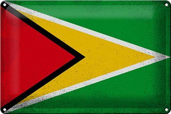 Signe en étain drapeau Guyane 30x20cm drapeau de Guyane Vintage 1