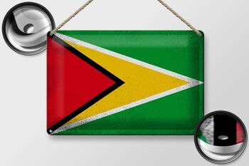 Signe en étain drapeau Guyane 30x20cm drapeau de Guyane Vintage 2
