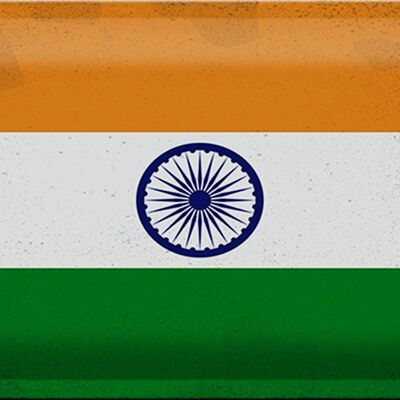 Targa in metallo Bandiera India 30x20 cm Bandiera dell'India vintage