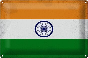 Drapeau en étain de l'inde, 30x20cm, drapeau de l'inde, Vintage 1