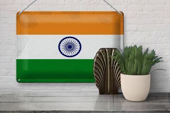 Drapeau en étain de l'inde, 30x20cm, drapeau de l'inde, Vintage 3
