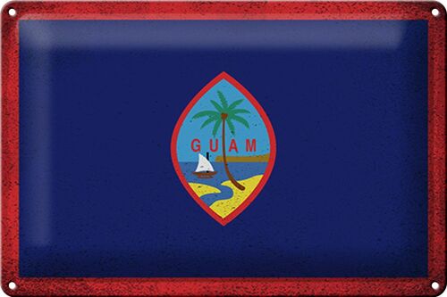 Blechschild Flagge Guam 30x20cm Flag of Guam Vintage