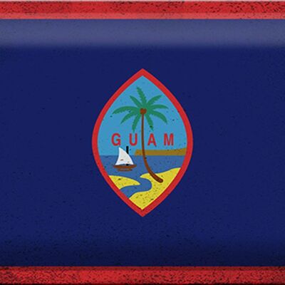 Signe en étain drapeau de Guam 30x20cm drapeau de Guam Vintage