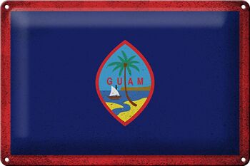 Signe en étain drapeau de Guam 30x20cm drapeau de Guam Vintage 1
