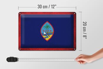 Signe en étain drapeau de Guam 30x20cm drapeau de Guam Vintage 4