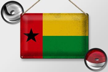 Signe en étain drapeau Guinée-Bissau 30x20cm Guinée Vintage 2